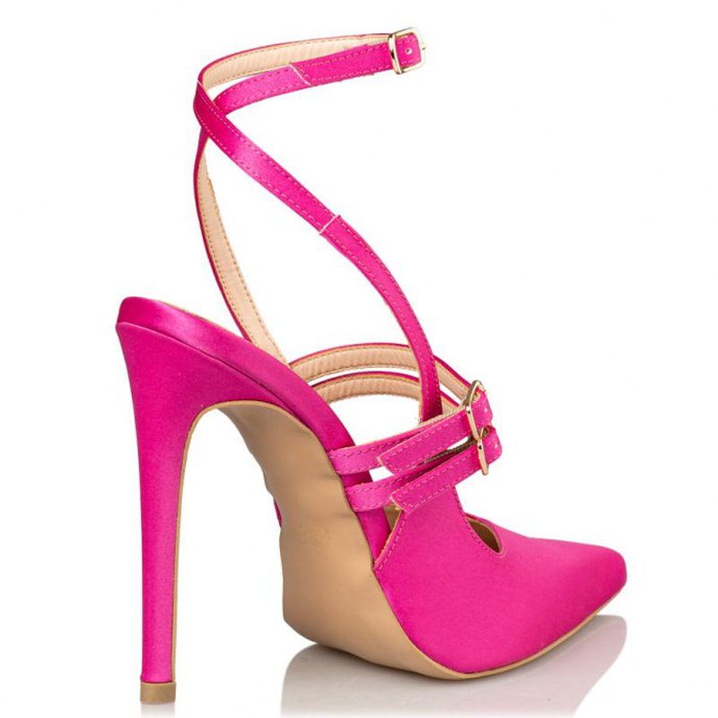 Satin multi-strap pumps - fuchsia-null