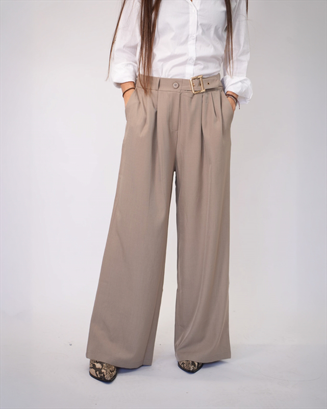 Wide leg pants with gold belt ble207-null