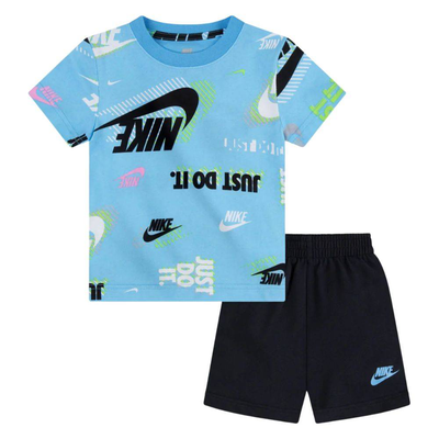 Nike infant active joy short set, Blue / Black, medium
