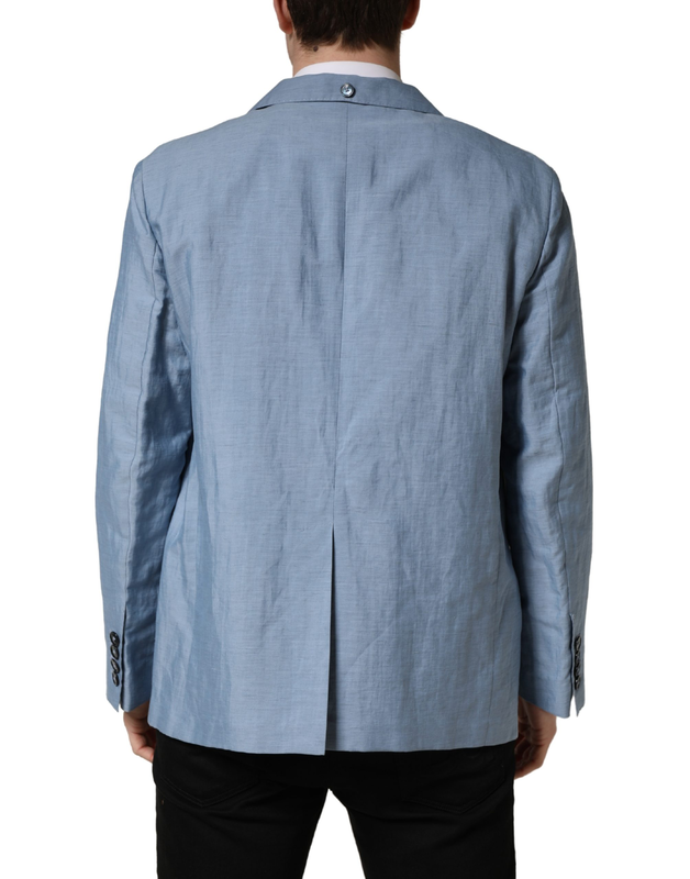 Light blue single breasted men jacket blazer-null