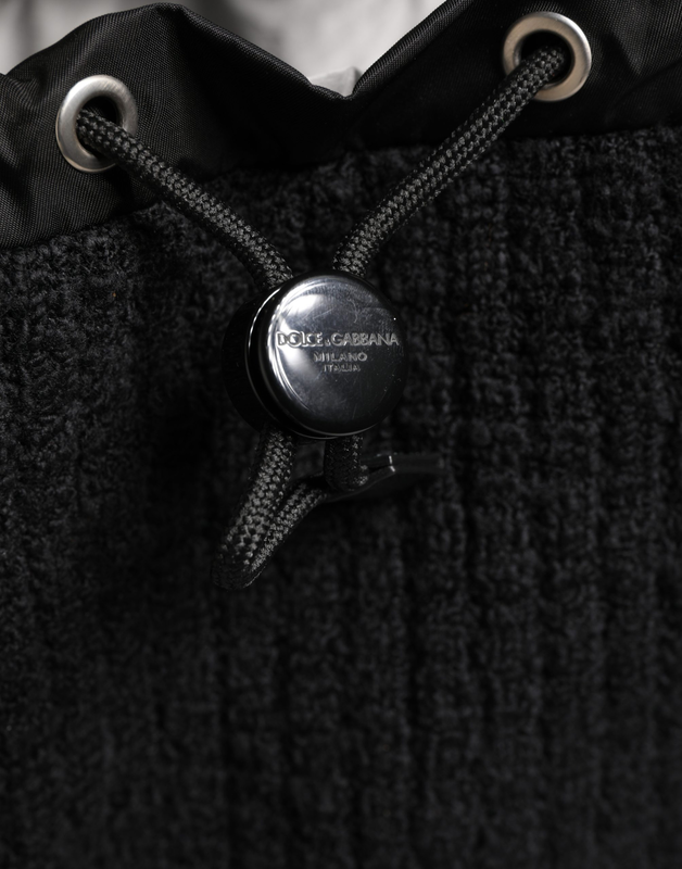 Black tricot wool blend duffel backpack travel borse bag-null