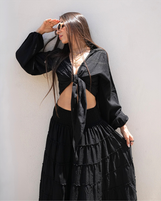 Product image: Zande esmeralda maxi skirt and wrap top set an36-null