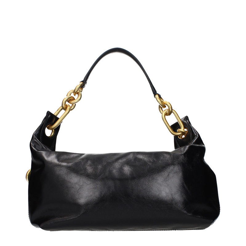 Black leather shoulder bag-null
