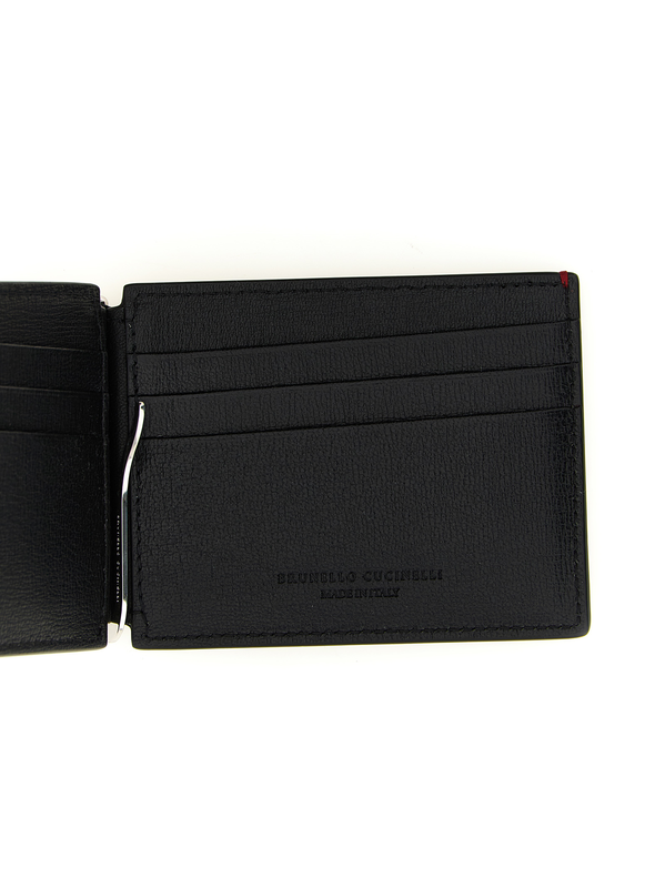 Black goatskin money clip-null