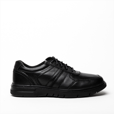 Boston flex black leather lace up line stitched derby shoes