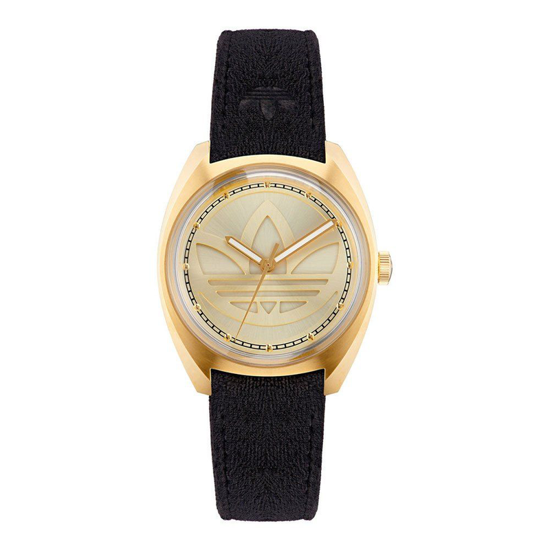 Black leather dress watch-null