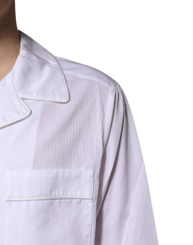 White cotton shirt pants pajama set sleepwear-null