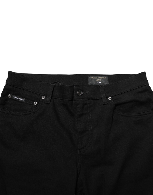 Black cotton stretch slim fit men denim jeans-null