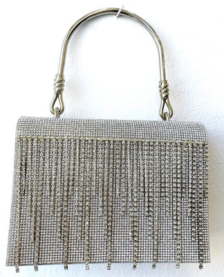 Rine stone clutch bag silver