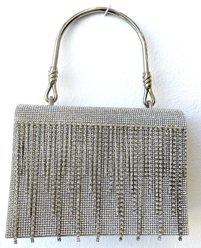 Rine stone clutch bag silver image number null