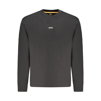 Black cotton men sweatshirt, Black, medium