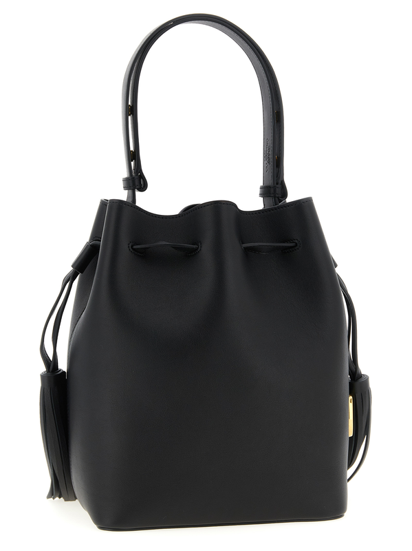 Black calfskin shoulder bag-null