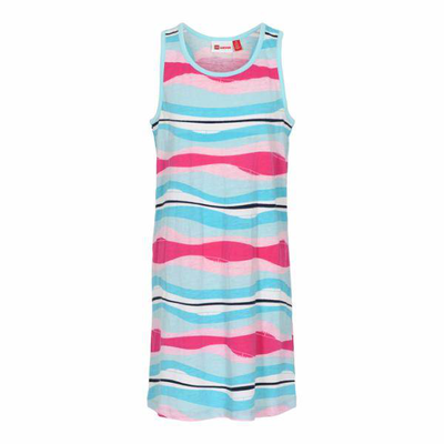 Girls all-over-print summer dress, Pink / Green, medium