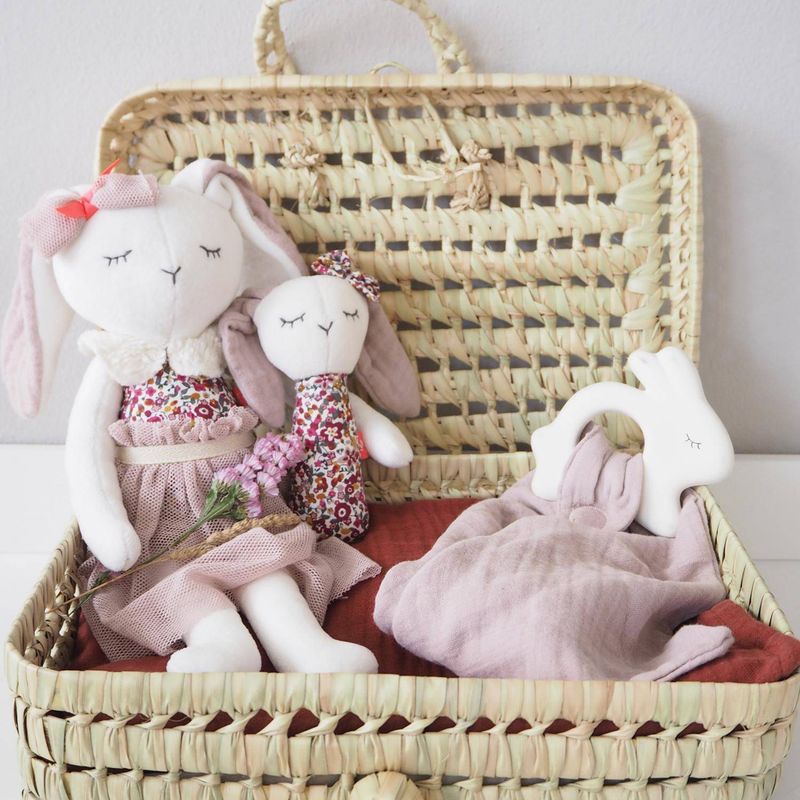Kikadu rubber rabbit with towel - pale rose-null