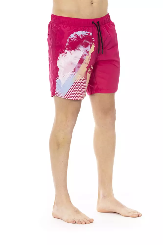Fuchsia polyester men swim short-null