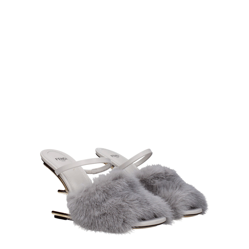 Gray mink slippers-null