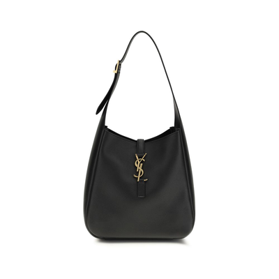 Black calf leather bos taurus shoulder bag, Black, medium