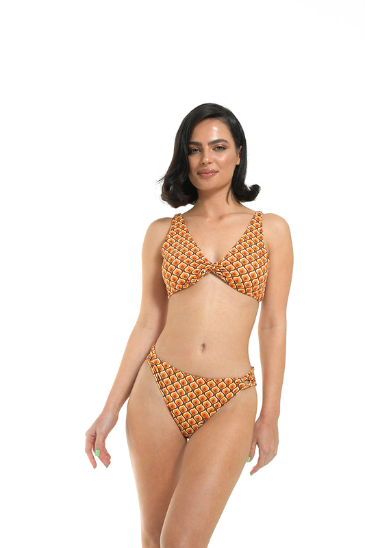 Retro print top bralette with knot image number null