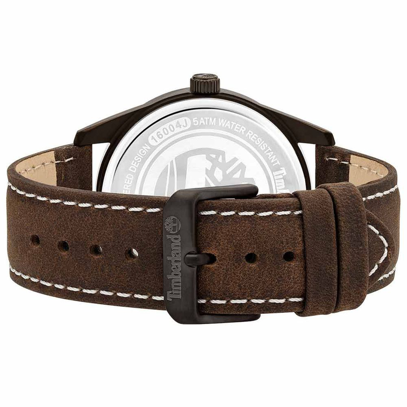 Brown leather dress watch-null