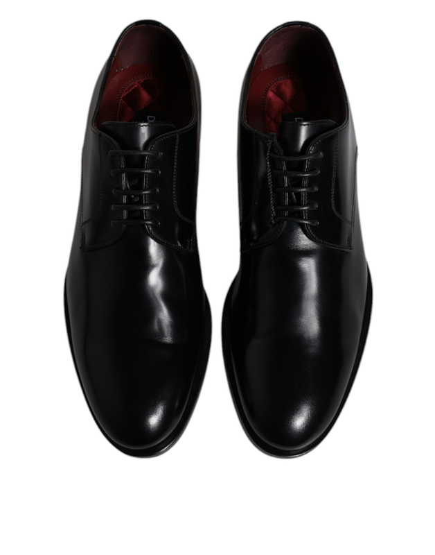 Black calfskin leather derby lace up formal dress shoes-null