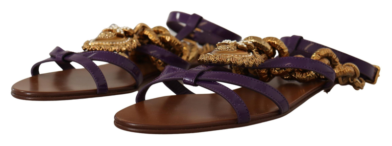 Purple leather devotion flats sandals shoes-null