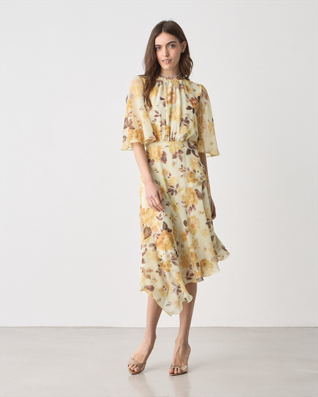 Asymmetrical dress printed-null