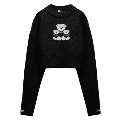 Mwm teddy cropped knitwear, Black, medium