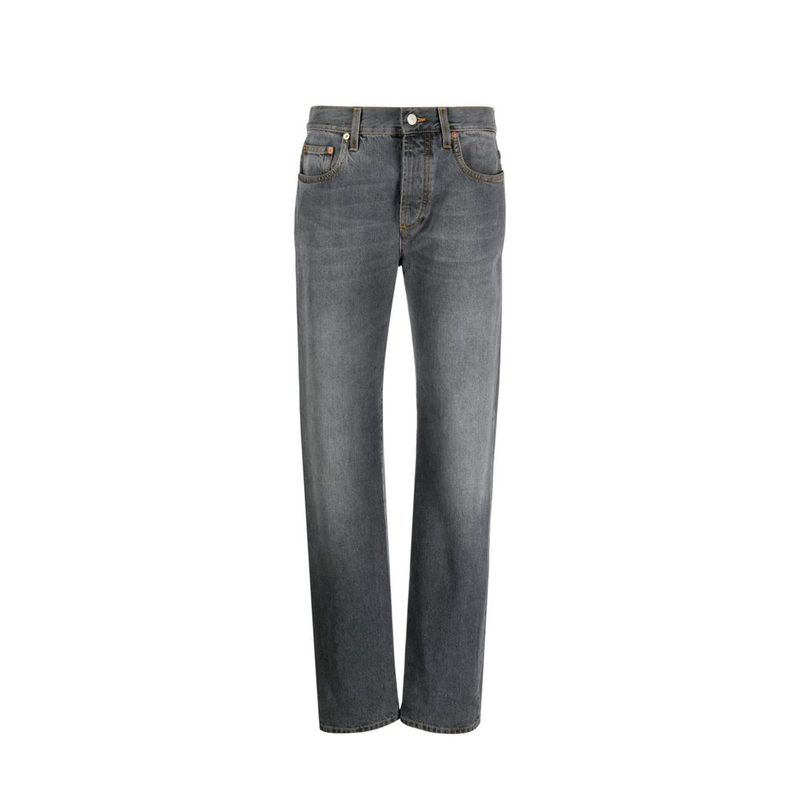 Gray cotton relaxed fit jeans-null