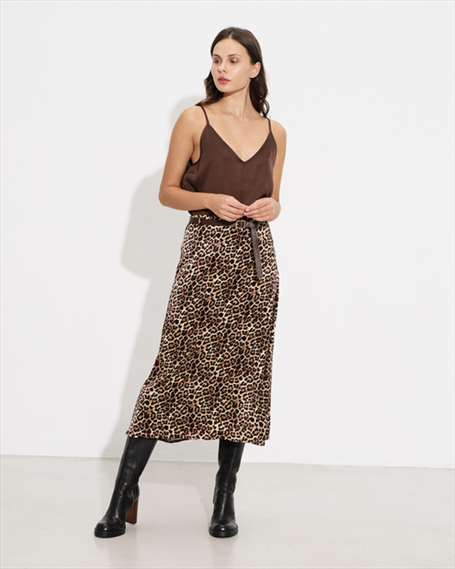 Midi skirt satin animal print-null