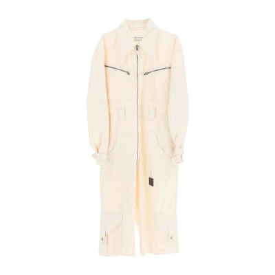 White cotton jumpsuit, White, medium