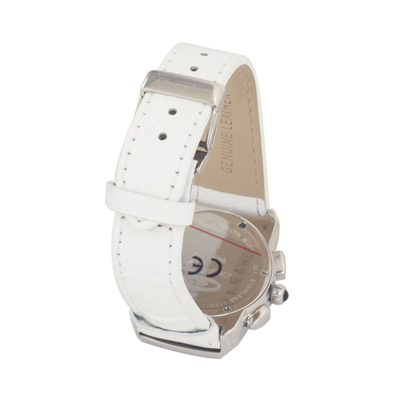 White leather dress watch-null