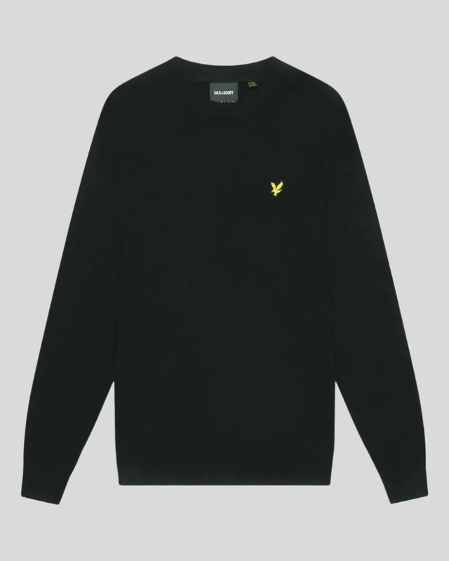 Cotton merino crew neck jumper z865 jet black-null