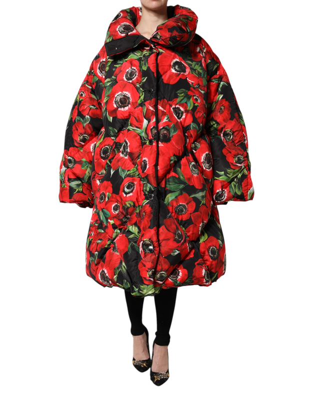 Multicolor floral full zip padded jacket-null