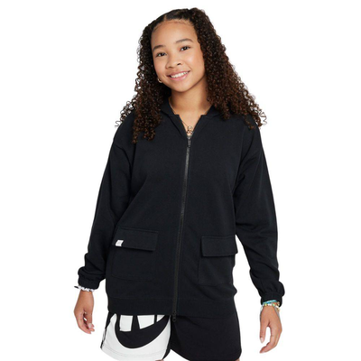 Girls nike sportswear oversized fleece hoodie, Black, medium