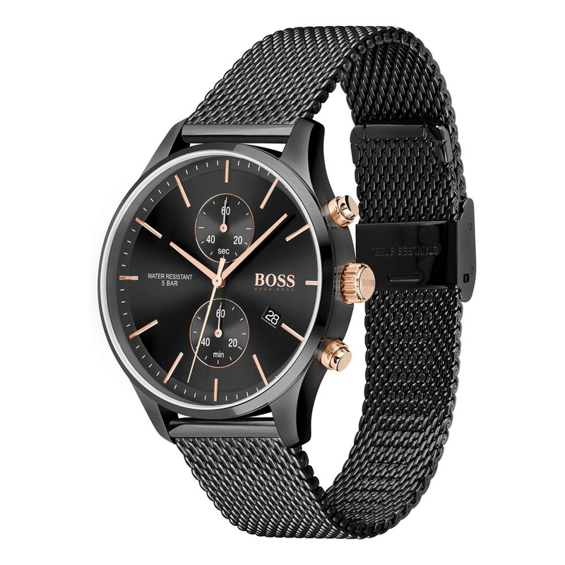 Black stainless steel dress watch-null