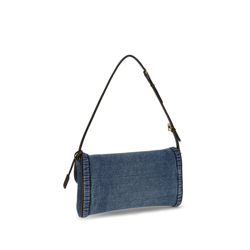 Blue cotton shoulder bag-null