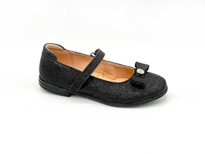 Ballerinas glittery shoes with anatomical support adaw24304, Black-glit, medium
