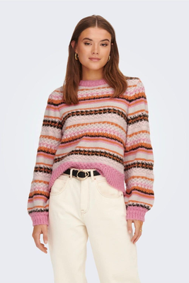 Only mabel knitwear stripes, Pink, medium