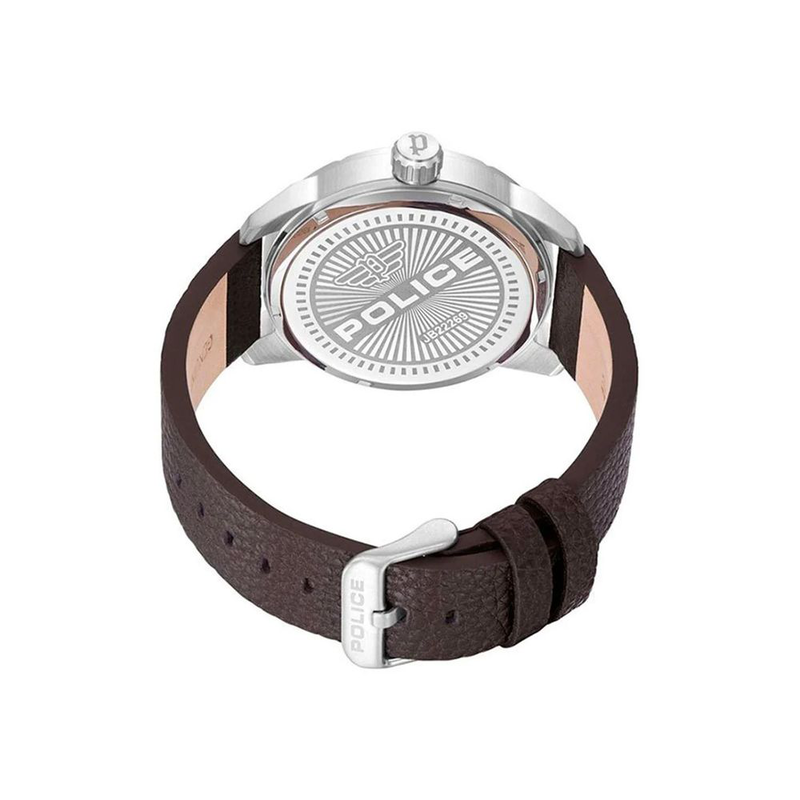 Brown leather dress watch-null