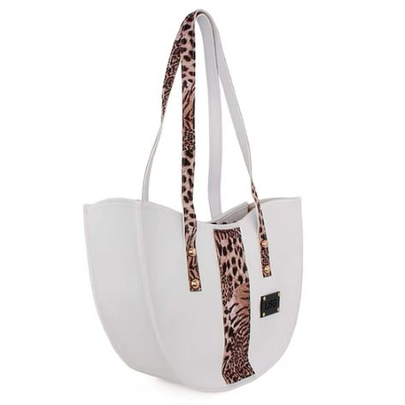 Women's animal print curved tote bag 26135-1210 de raggi white-null