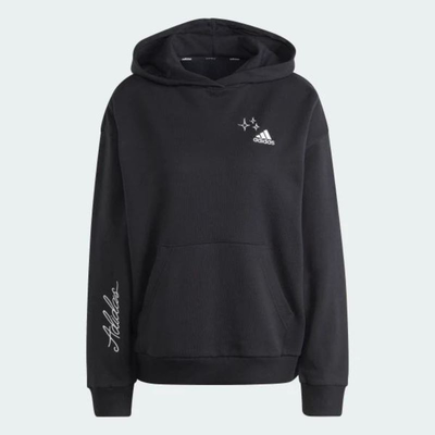 Adidas wmn bluv q3 fleece star hoodie, Black/white, medium