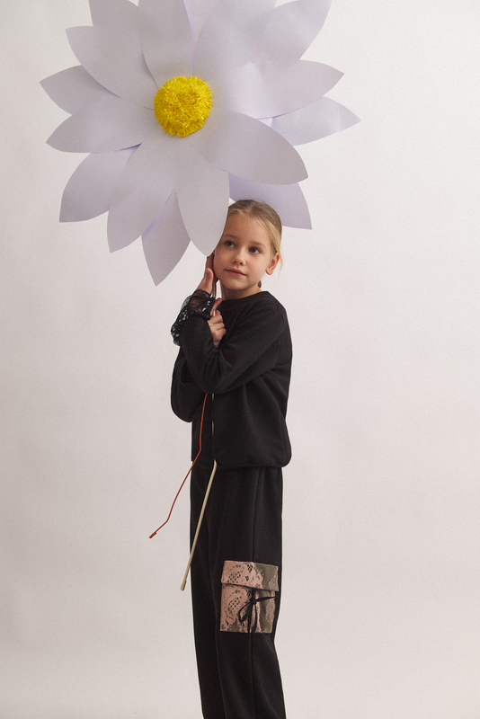 Tc engraved flowers set w top & cargo lace pants kid-null