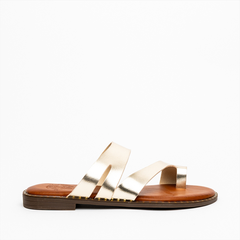 Product image: Athenais asymmetrical strap toe flat slider sandals with decorative sole-null