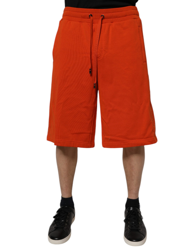 Red cotton blend mid waist men bermuda shorts-null