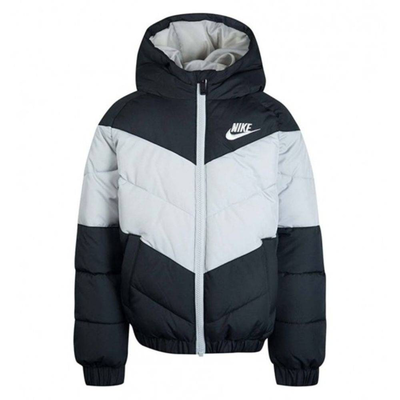 Nike little kids sunthetic fill hooded jacket, Black / Grey, medium