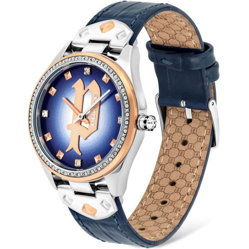 Blue leather dress watch-null