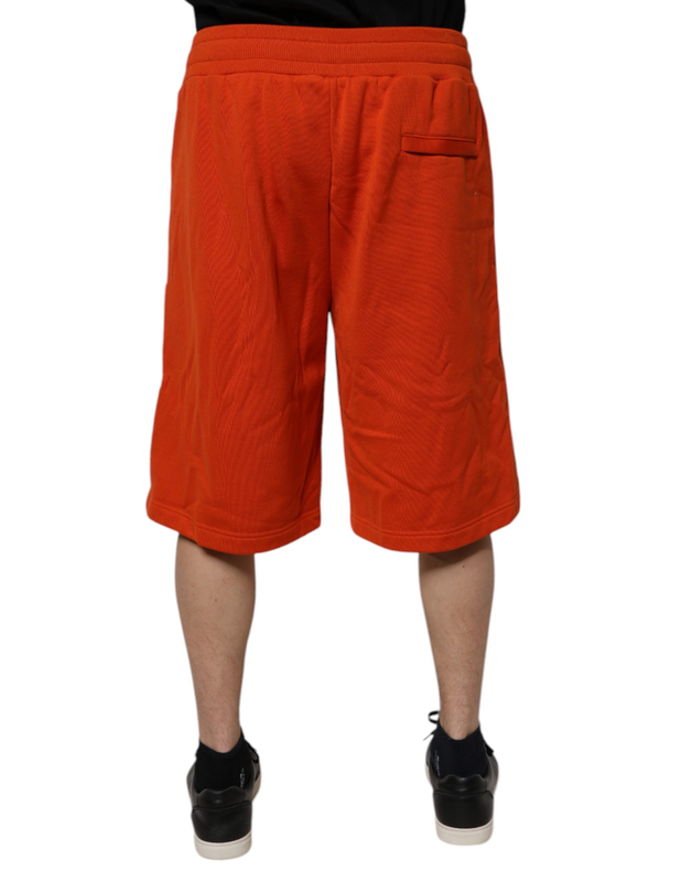 Red cotton blend mid waist men bermuda shorts-null
