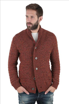 Wool textured cardigan, Brown, medium