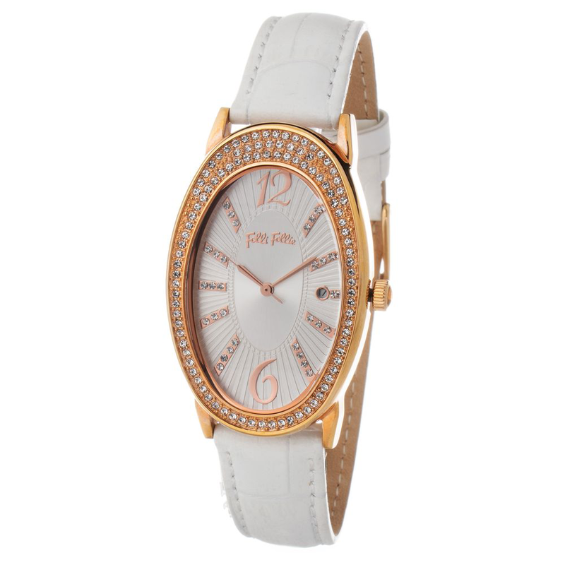 White leather dress watch-null