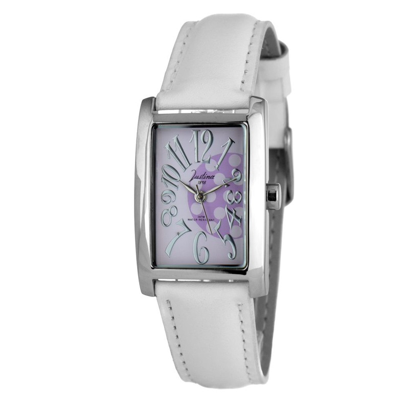 White leather dress watch-null